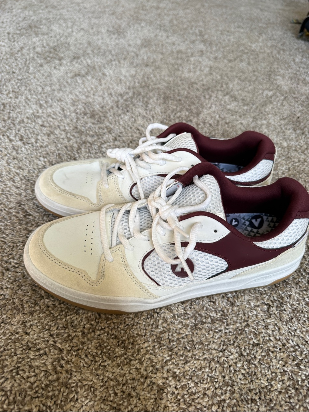 Airwalk Low-Top Sneakers in Cream and Burgundy